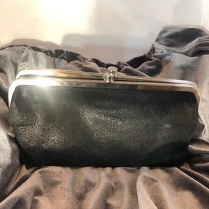 HOBO Metallic Black 2 clasp wallet-Super Cute